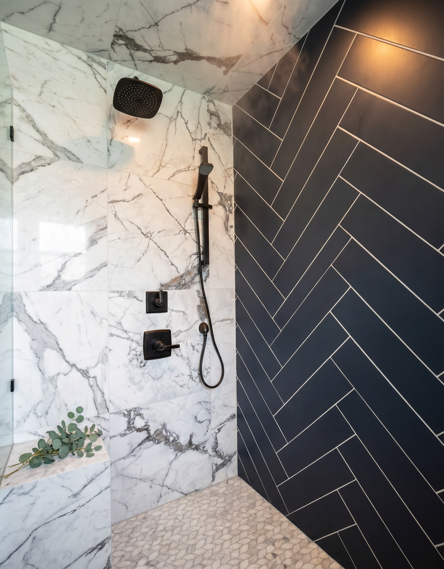 205th Lakeville — Shower Interior Herringbone Tile