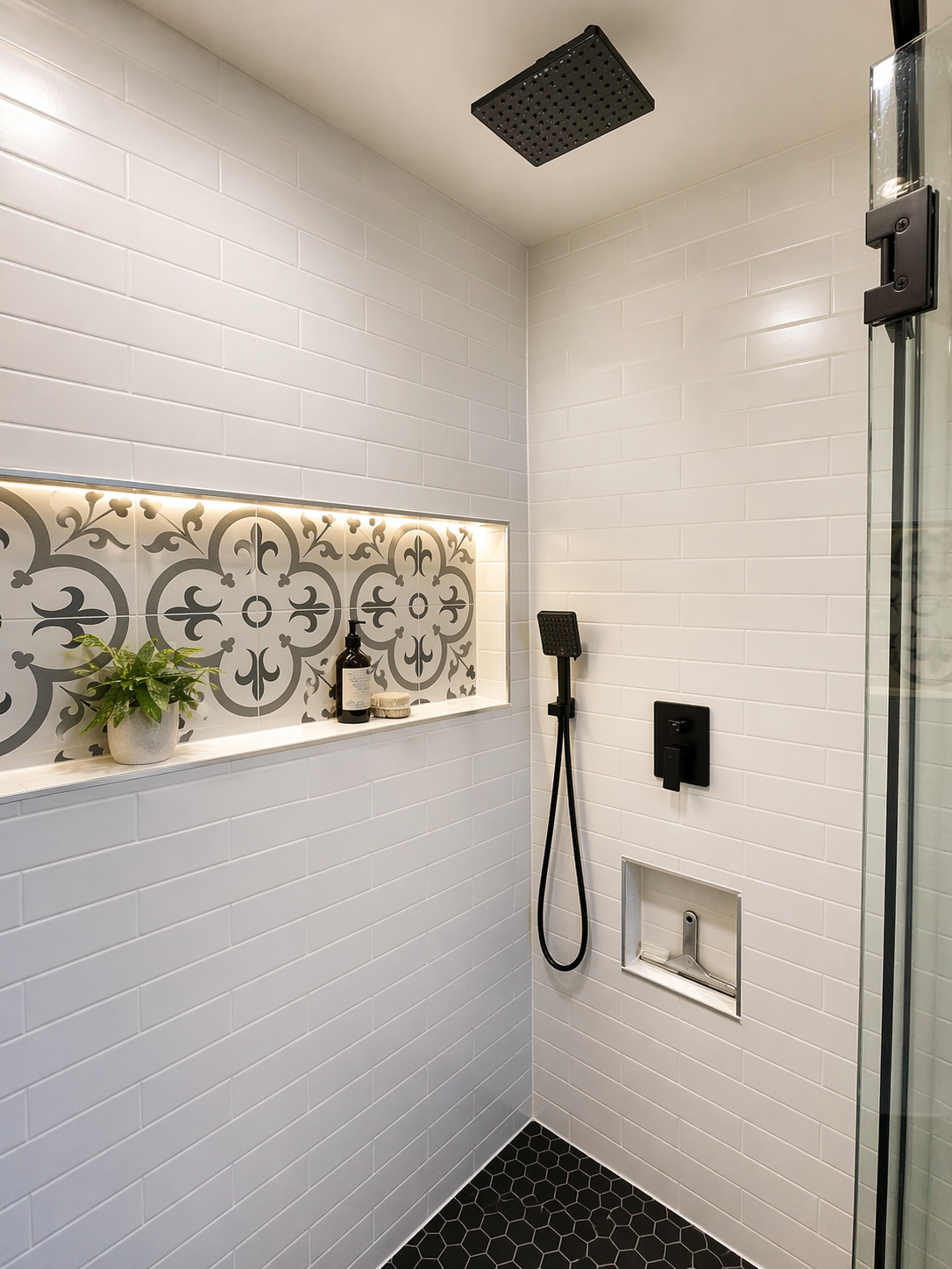 Douglas Mendota Heights — Shower Interior with Encaustic Cement Niche Tile