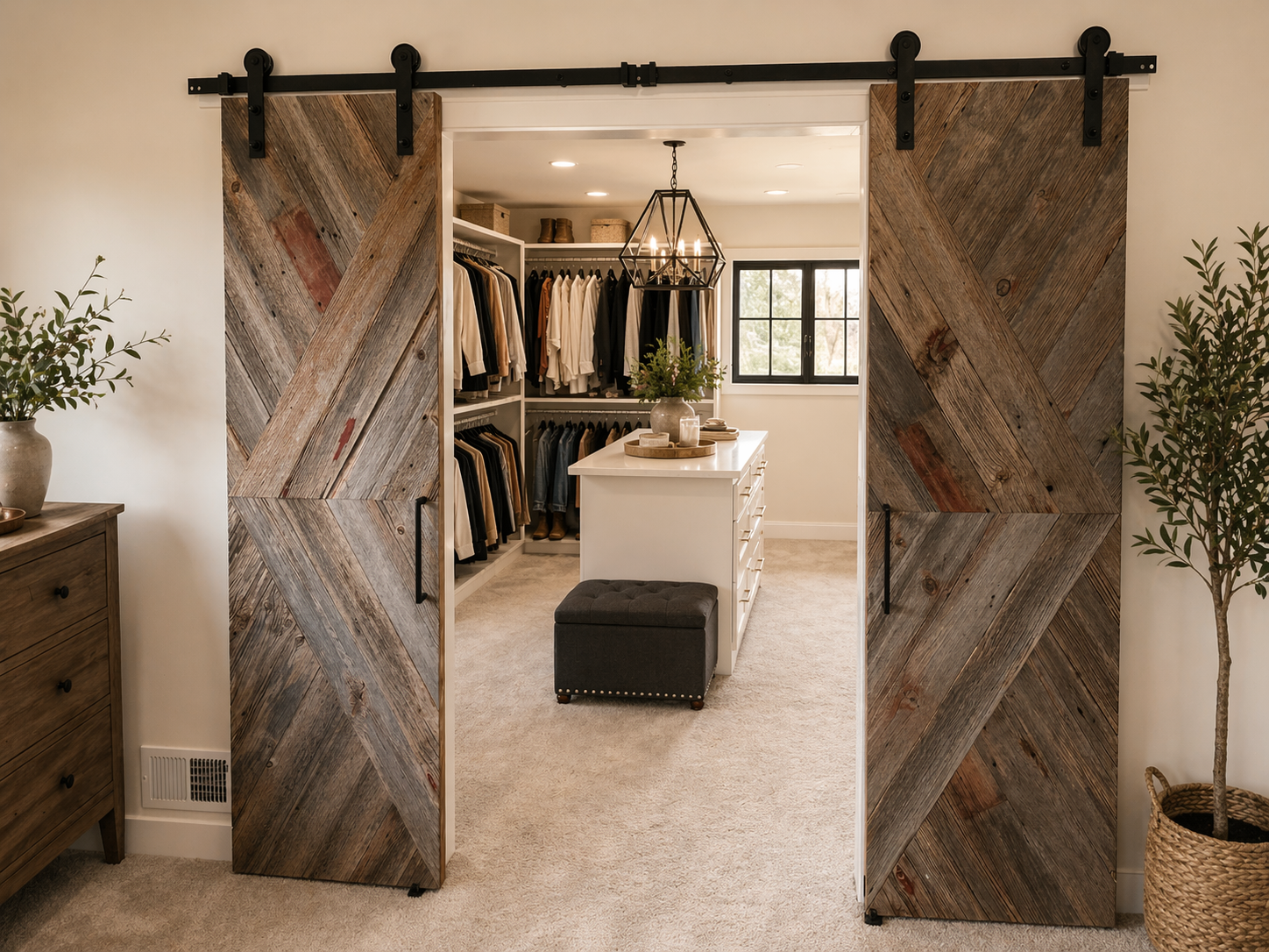 Douglas Mendota Heights — Walk-in Closet with Barn Doors and Island
