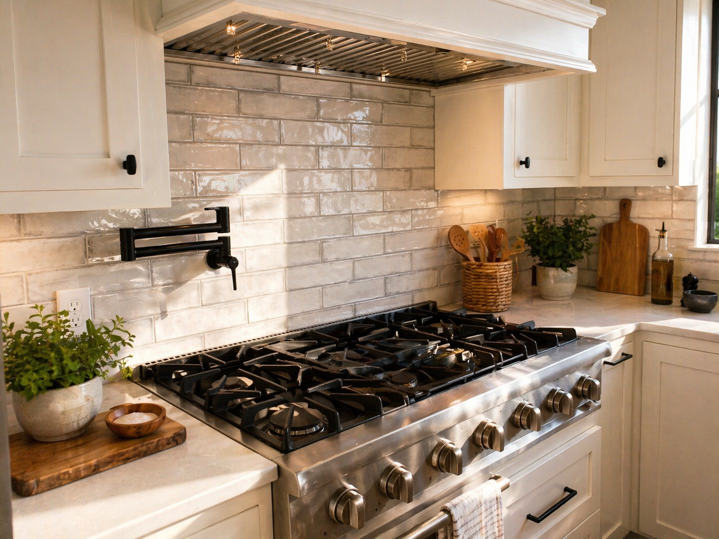 Douglas Mendota Heights — 6-Burner Gas Range with Zellige Tile Backsplash