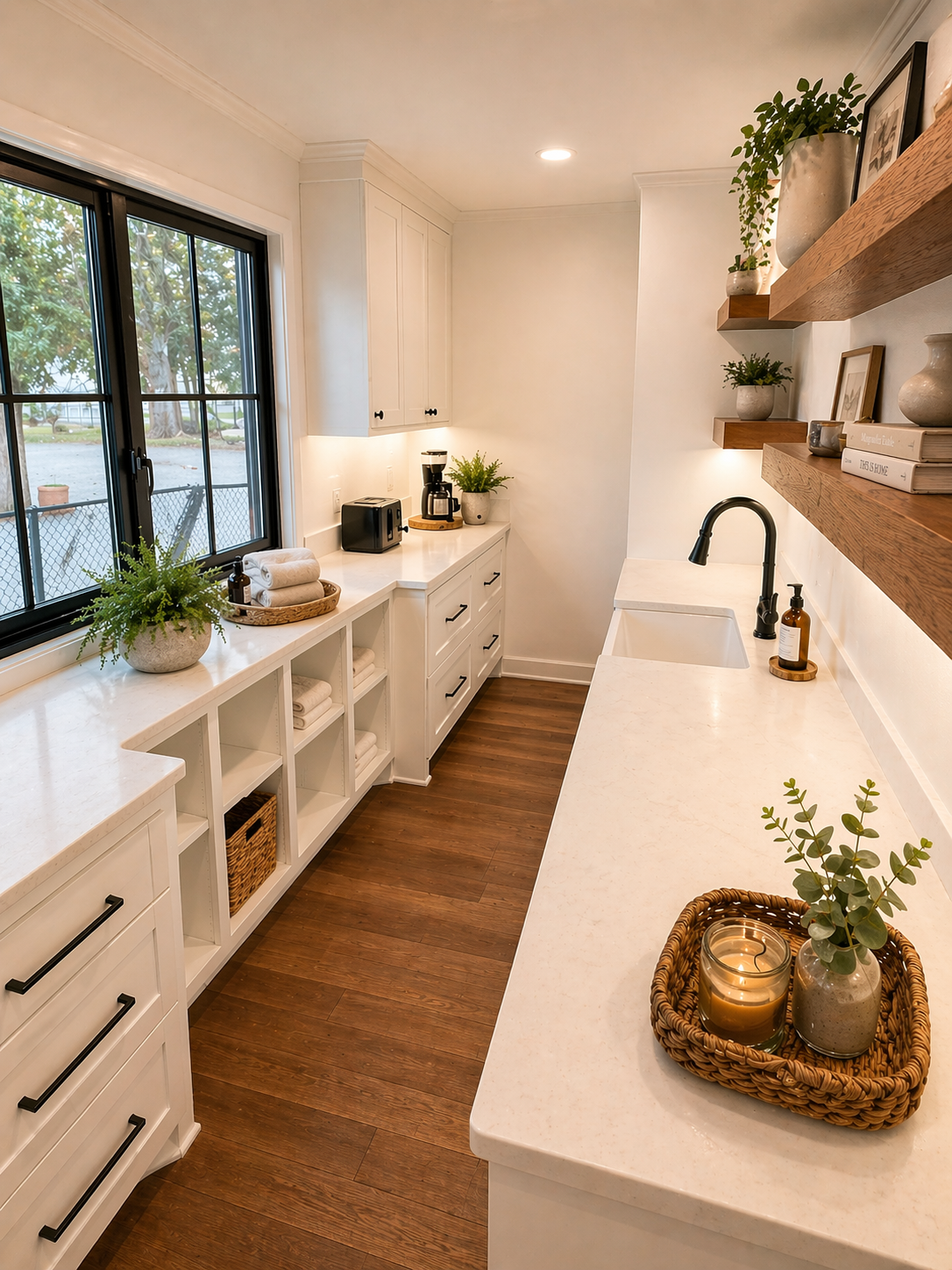 Douglas Mendota Heights — Butler's Pantry Wide View with Black Casement Windows